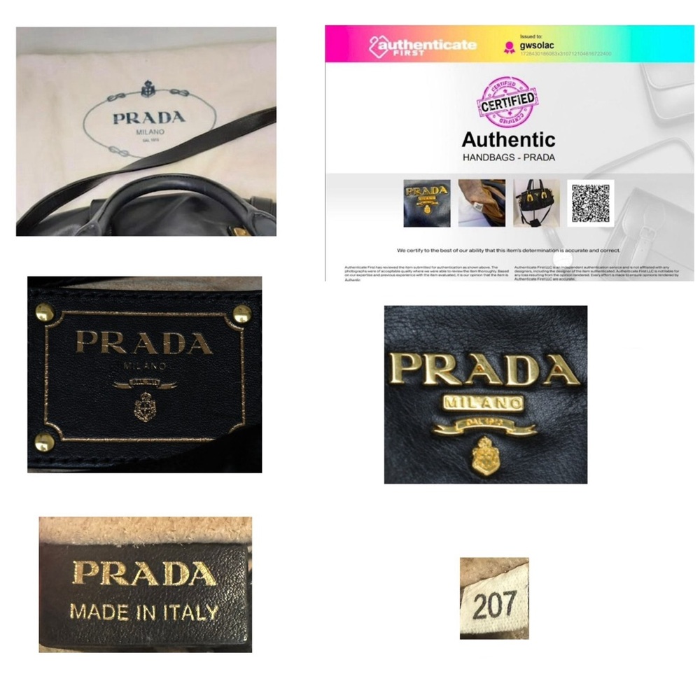 SOLD!!PRADA Black Calfskin Bauletto Handbag Medium Black with Lock, COA Dustbag - Picture 14 of 17
